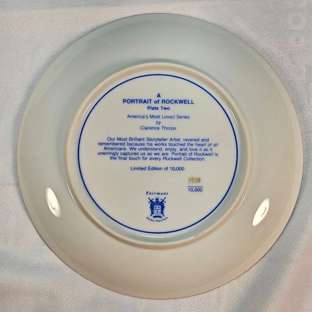 Vtg Fairmont Porcelain PORTRAIT of ROCKWELL by Clarence Thorpe Collector's Plate